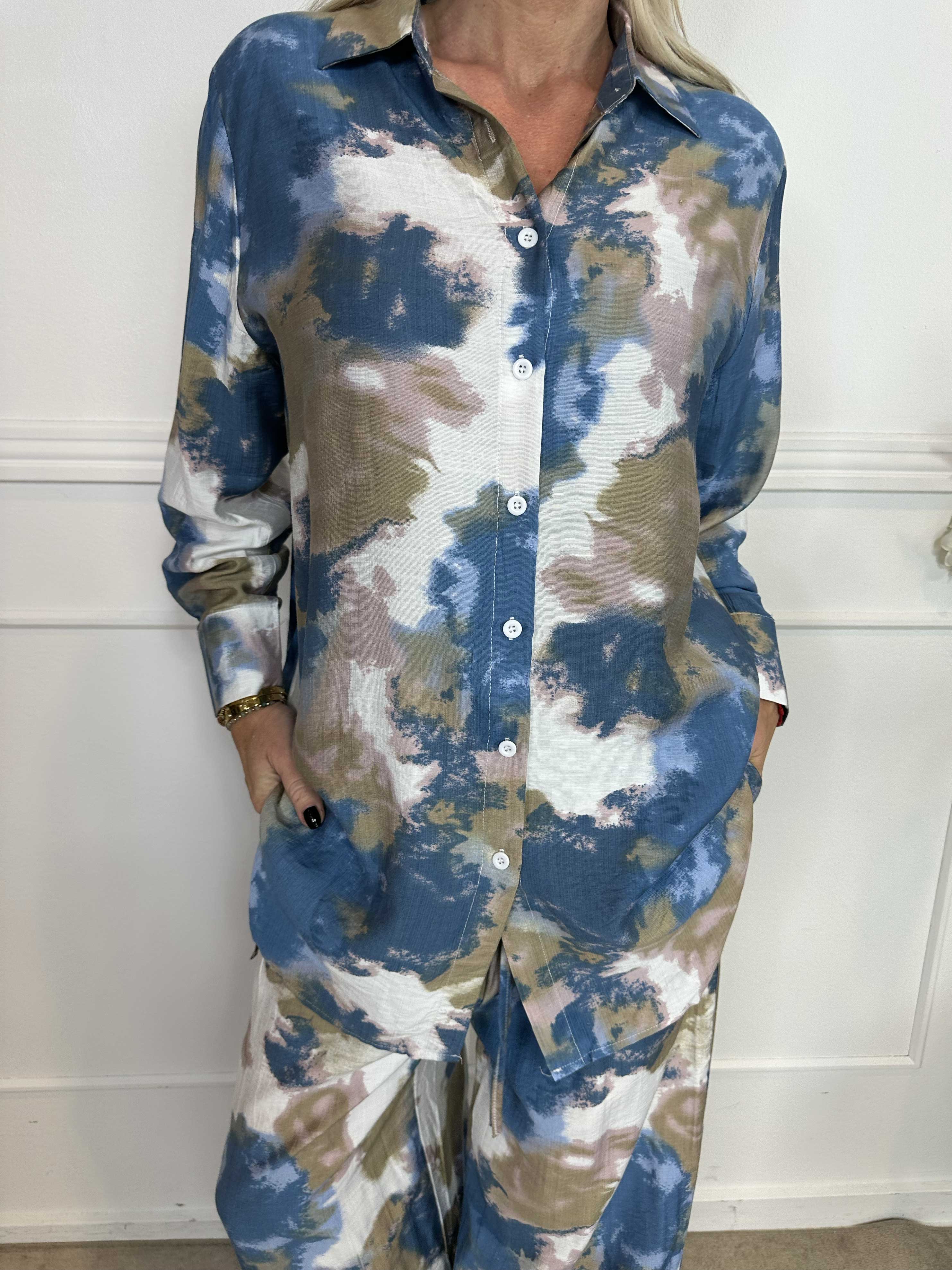 Vonnie - Mønstret skjorte sæt lavet i viskose